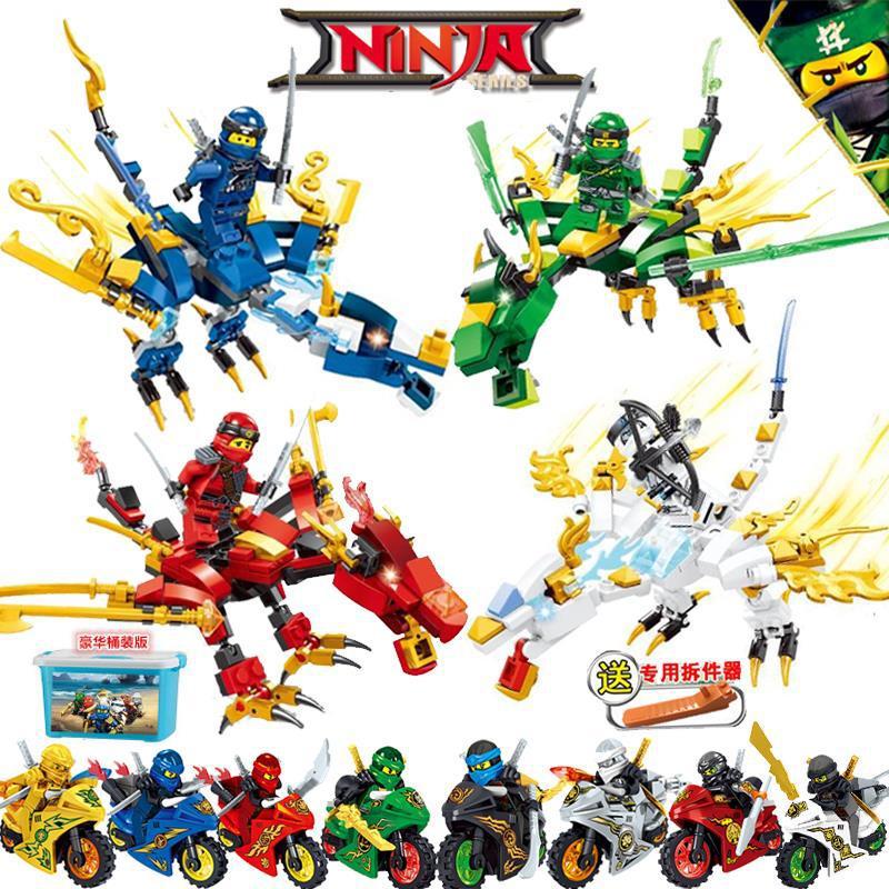 Compatible with Lego Ninjago Children Educational Assembly Lego Building Blocks Toy Boys 6 Puzzle 8 Years Old War Car Dragon