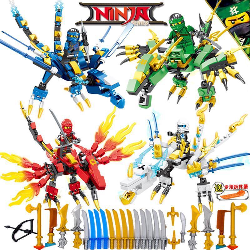 Compatible with Lego Ninjago Children Educational Assembly Lego Building Blocks Toy Boys 6 Puzzle 8 Years Old War Car Dragon