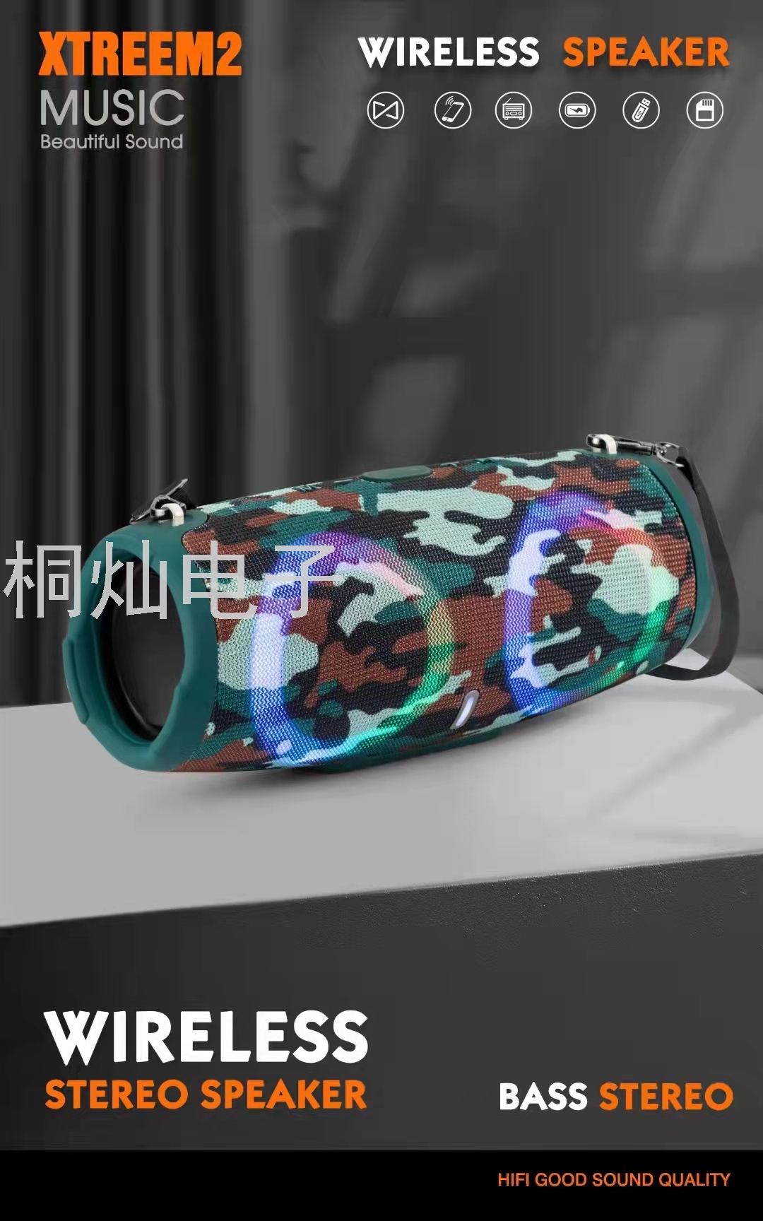 New RGB Color Light Large War Drum Second Generation Xtreme2 Bluetooth Speaker Card USB Portable Subwoofer Hot Sale