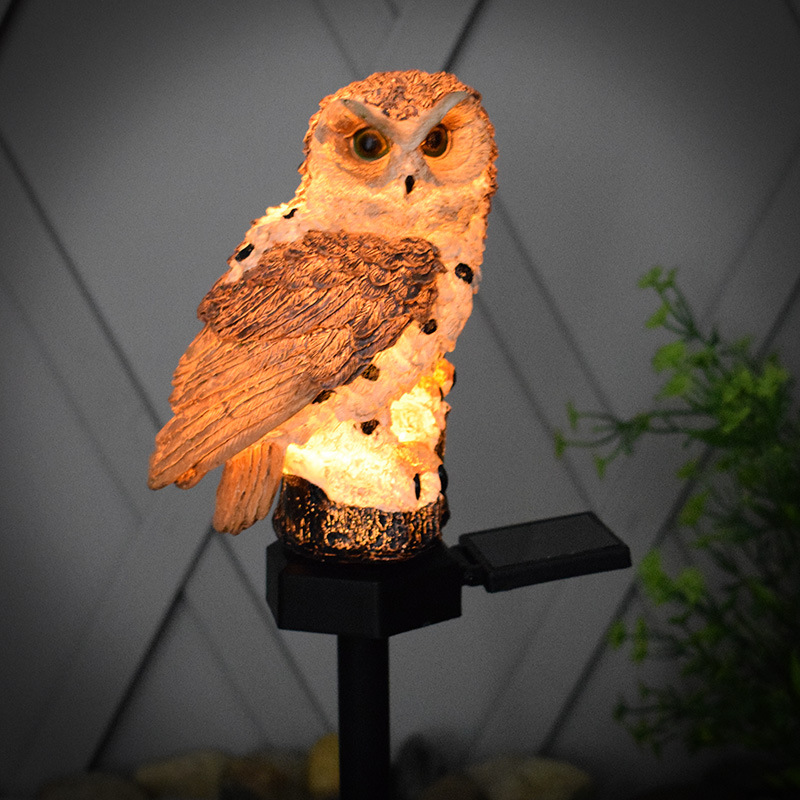 Amazon Hot Sale Owl Solar Lawn Lamp Resin Ground Lamp Waterproof Courtyard Decoration Landscape Lamp