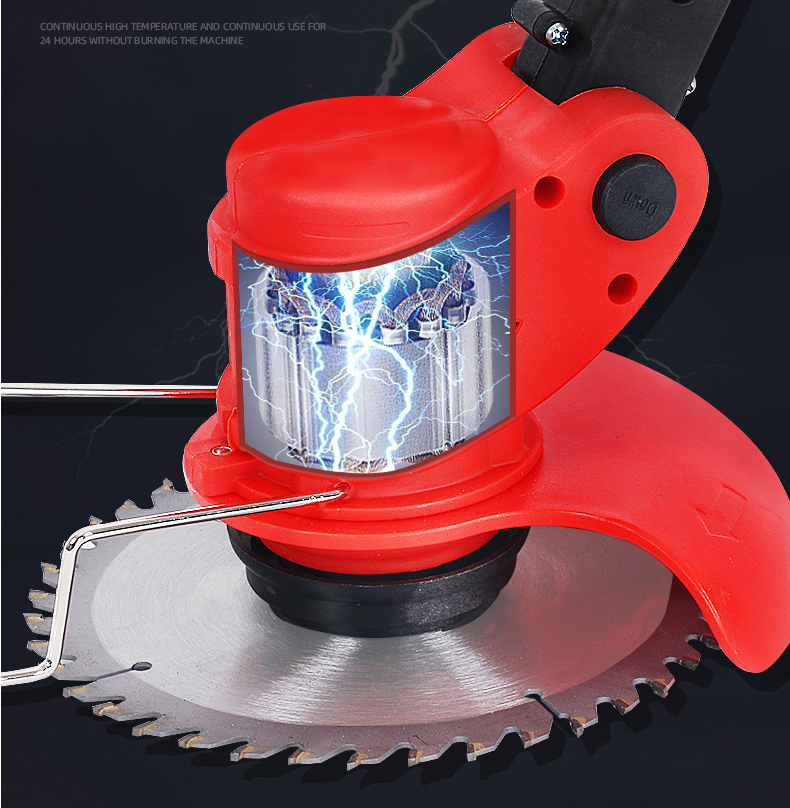 Garden Tools 21V Hand Push Lithium Battery Portable Multi-Function Wireless Lawn Mower Wood Cutting Saw Pruning Machine