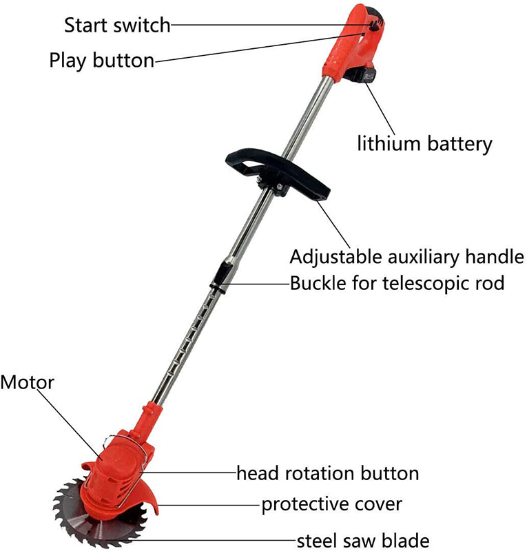 Garden Tools 21V Hand Push Lithium Battery Portable Multi-Function Wireless Lawn Mower Wood Cutting Saw Pruning Machine