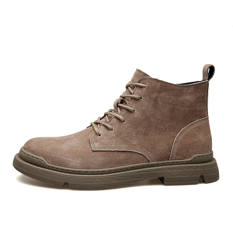 Fleece-Lined Warm Winter Leather Martin Boots Men&#039;s High-Top Work Shoes Mid-Top Wolf War Trendy Men&#039;s Boots British Style Desert Boots
