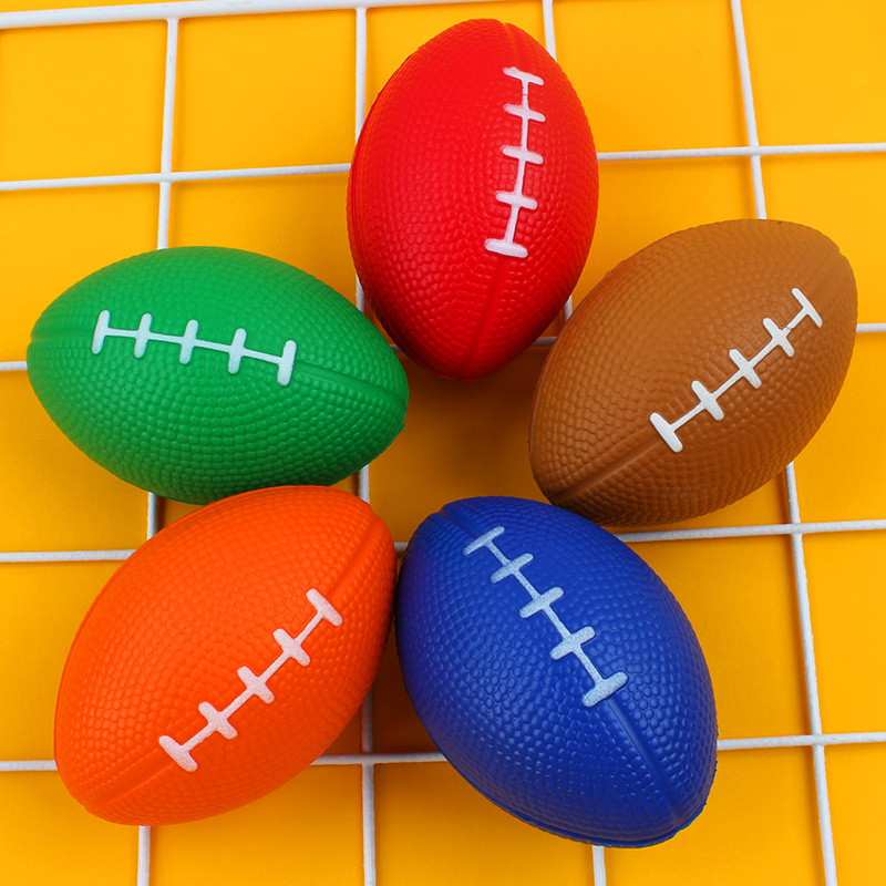 Cross-Border Hot Sale British American Small Brown Rugby Decompression Toys for Children Foam Decompression Pu Ball Custom Printing