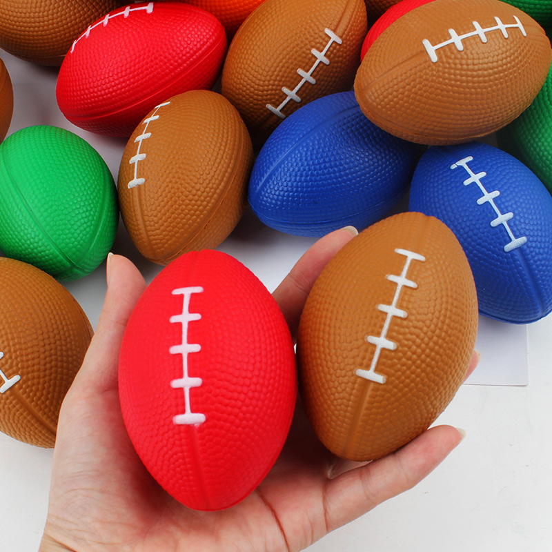 Cross-Border Hot Sale British American Small Brown Rugby Decompression Toys for Children Foam Decompression Pu Ball Custom Printing