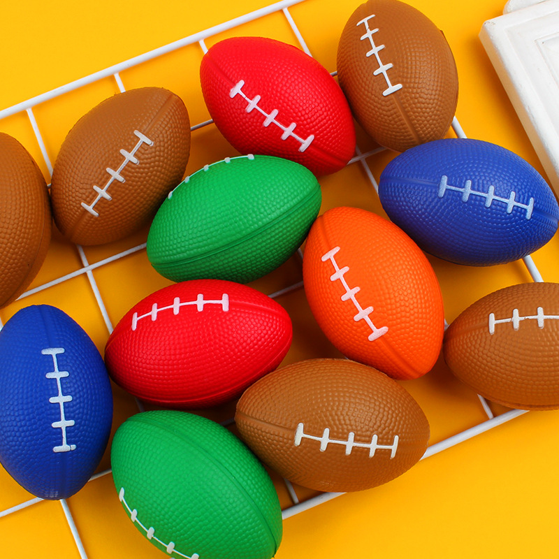 Cross-Border Hot Sale British American Small Brown Rugby Decompression Toys for Children Foam Decompression Pu Ball Custom Printing