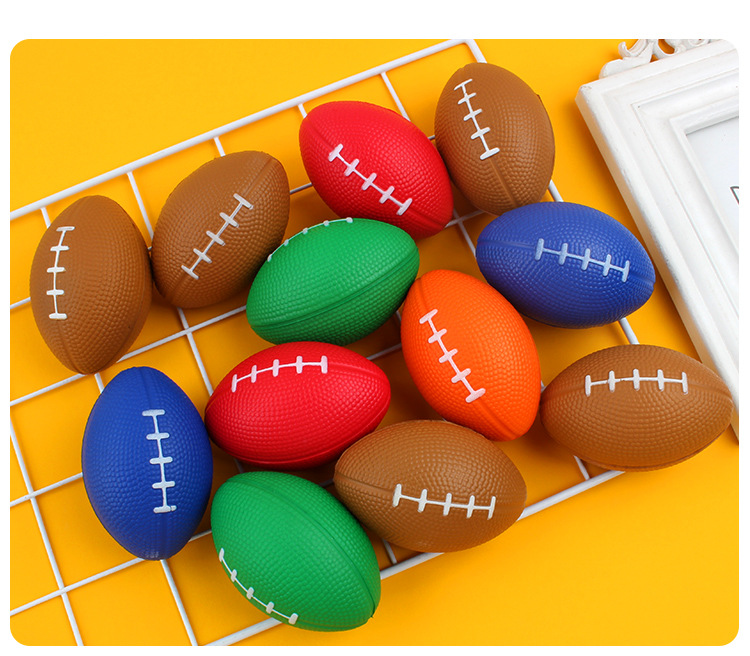 Cross-Border Hot Sale British American Small Brown Rugby Decompression Toys for Children Foam Decompression Pu Ball Custom Printing