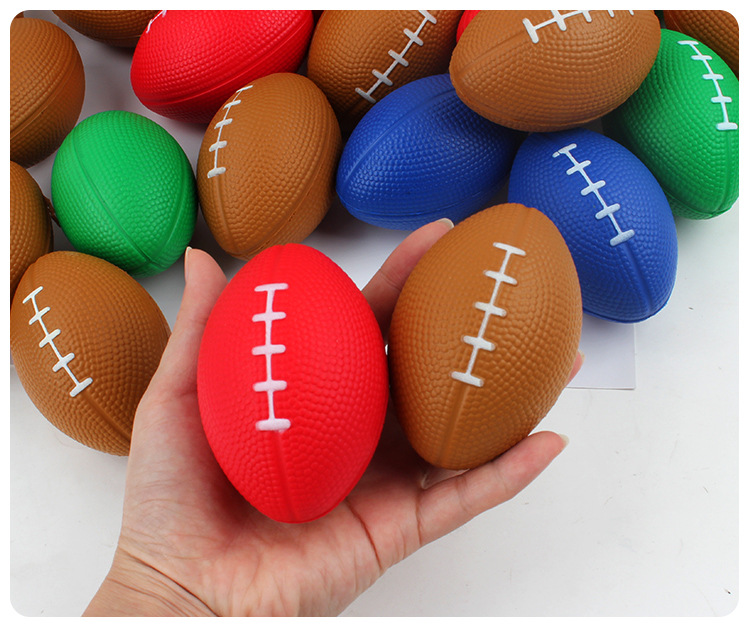 Cross-Border Hot Sale British American Small Brown Rugby Decompression Toys for Children Foam Decompression Pu Ball Custom Printing