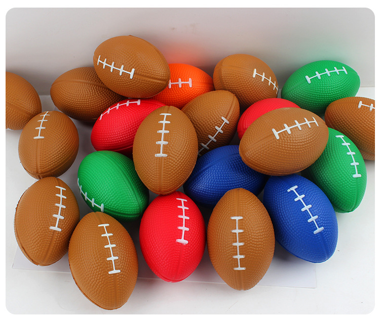 Cross-Border Hot Sale British American Small Brown Rugby Decompression Toys for Children Foam Decompression Pu Ball Custom Printing