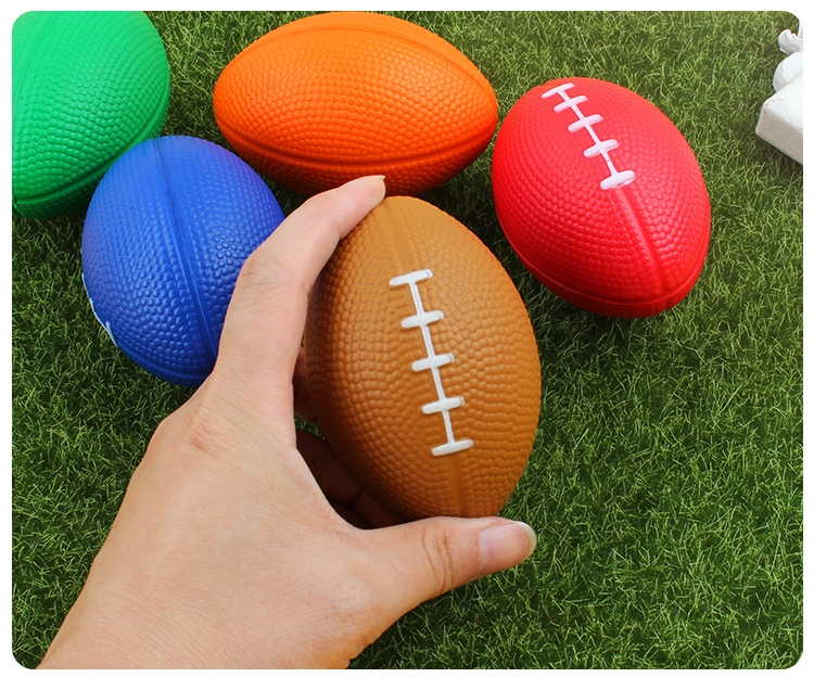 Cross-Border Hot Sale British American Small Brown Rugby Decompression Toys for Children Foam Decompression Pu Ball Custom Printing