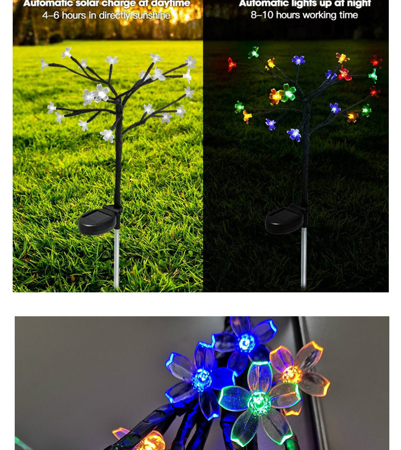 2021 Cross-Border New Arrival Solar Lawn Floor Outlet Cherry Blossom Lights Fireworks Lighting Chain Outdoor Waterproof Christmas Decorative Lights