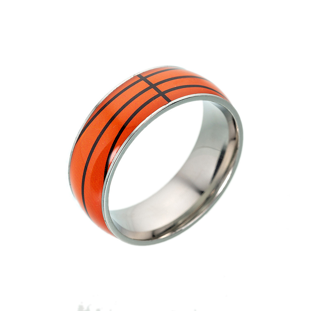 Exclusive for Cross-Border Football Basketball Baseball Rugby Titanium Steel Ring Sporting Ornament Yiwu Jewelry Wholesale
