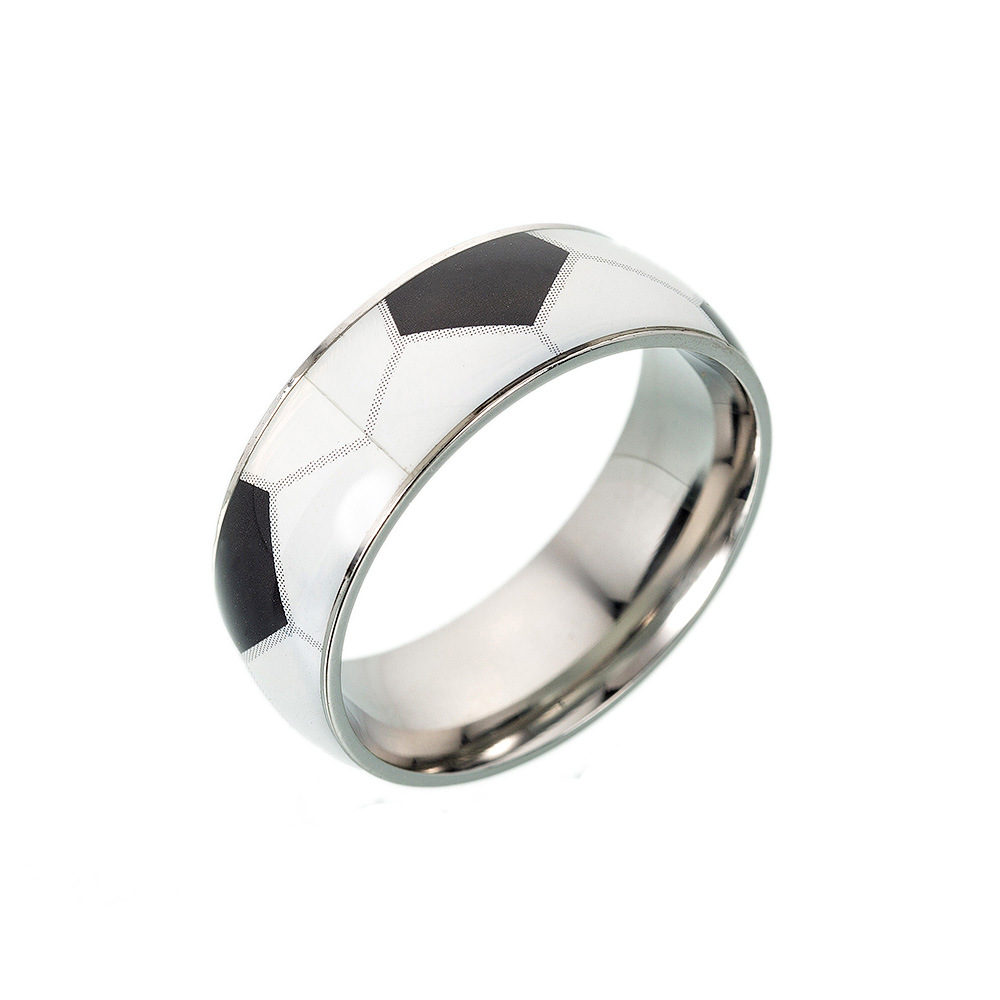 Exclusive for Cross-Border Football Basketball Baseball Rugby Titanium Steel Ring Sporting Ornament Yiwu Jewelry Wholesale