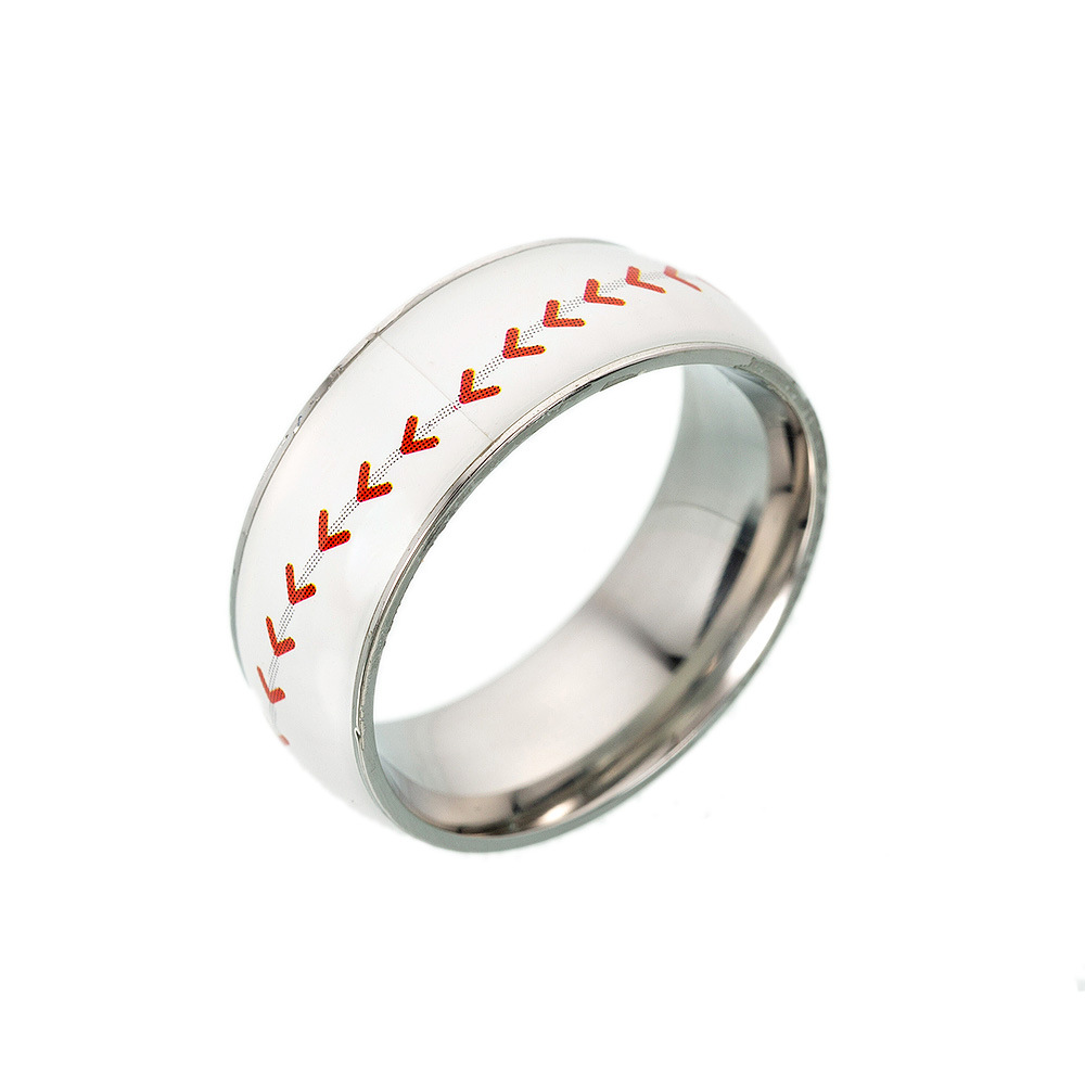 Exclusive for Cross-Border Football Basketball Baseball Rugby Titanium Steel Ring Sporting Ornament Yiwu Jewelry Wholesale