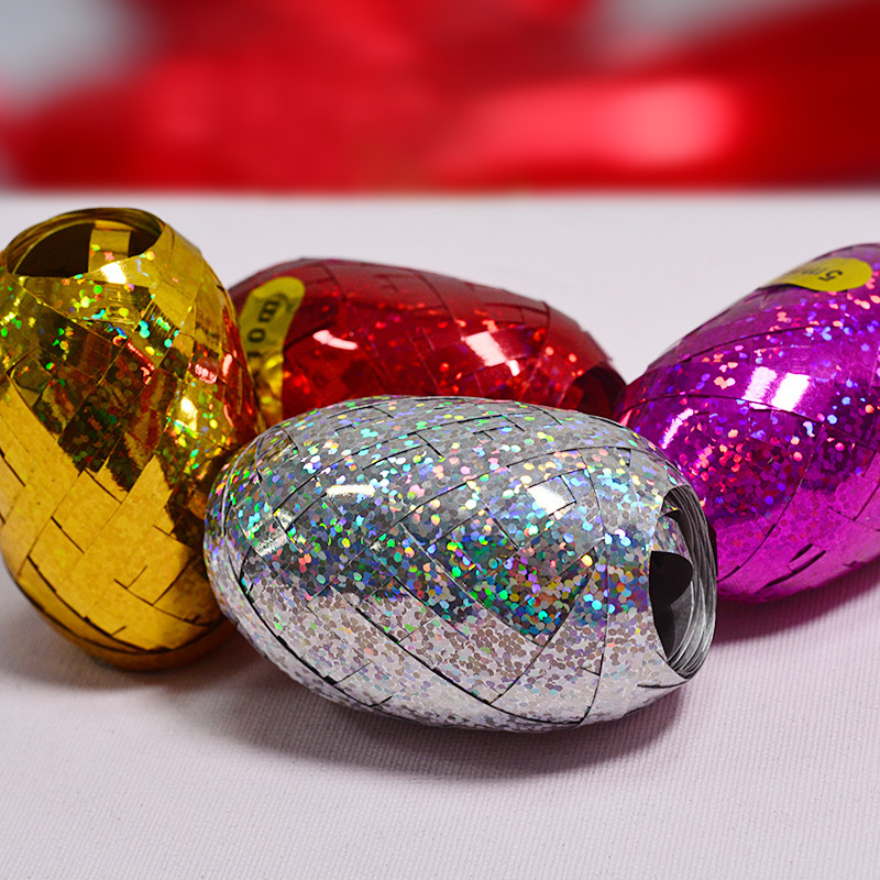 Exclusive for Cross-Border 10M Rose Gold Laser Ribbon Tie Balloon Small Ribbon Rugby Laser Ribbon Balloon Strap