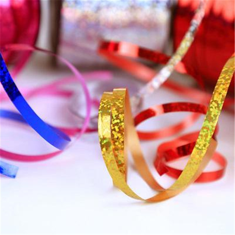 Exclusive for Cross-Border 10M Rose Gold Laser Ribbon Tie Balloon Small Ribbon Rugby Laser Ribbon Balloon Strap