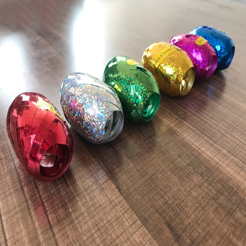 Factory Wholesale Laser Balloon Rope Ribbon Roll Colorful Reflective Rugby Ribbon Egg Line Ribbon