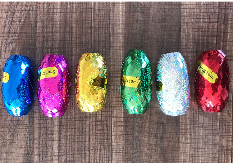 Factory Wholesale Laser Balloon Rope Ribbon Roll Colorful Reflective Rugby Ribbon Egg Line Ribbon
