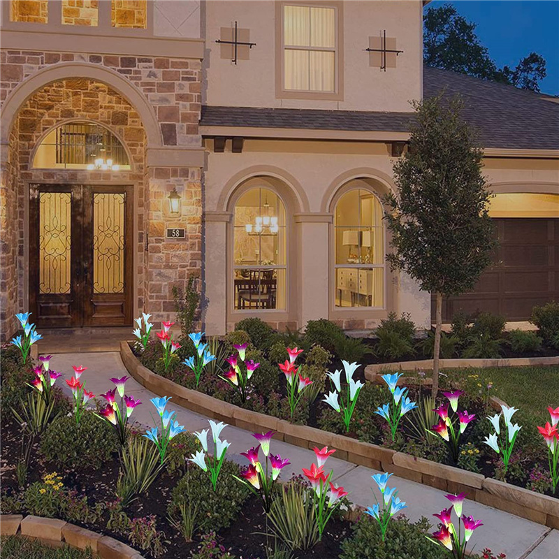 Solar Light Solar Flower Lights Lily Flower Lamp Outdoor Garden Lawn Courtyard Decoration Led Solar Light