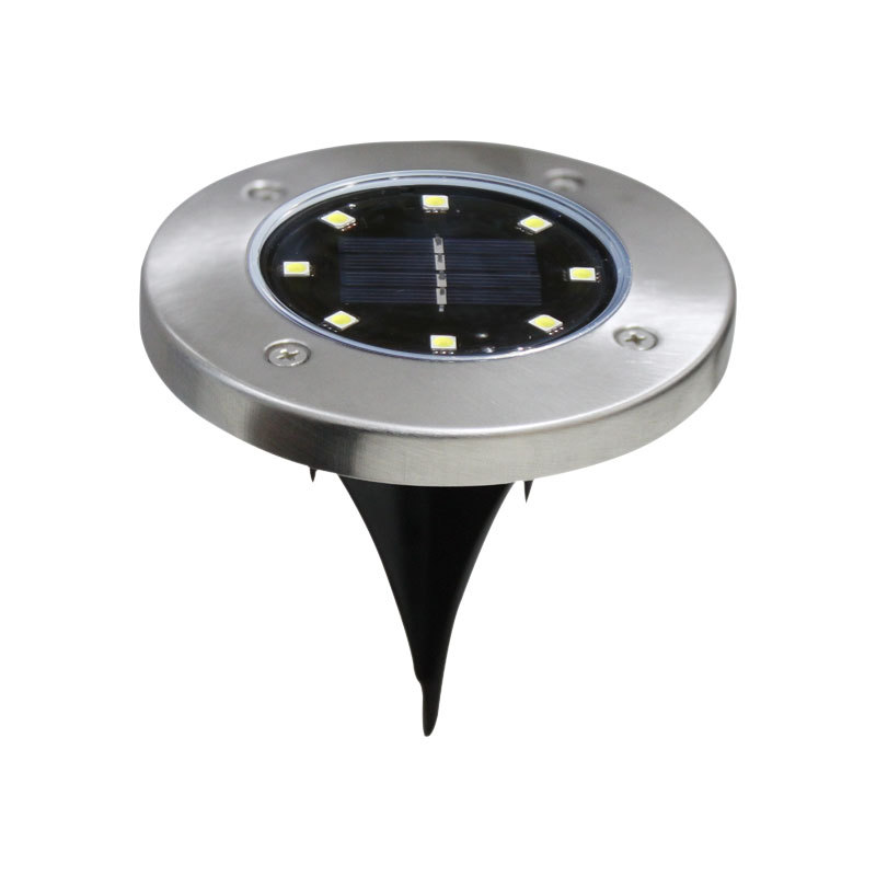 Solar Buried Light 8led Stainless Steel Outdoor New Plug-in Lawn Light Garden Rain-Proof Villa Floor Light