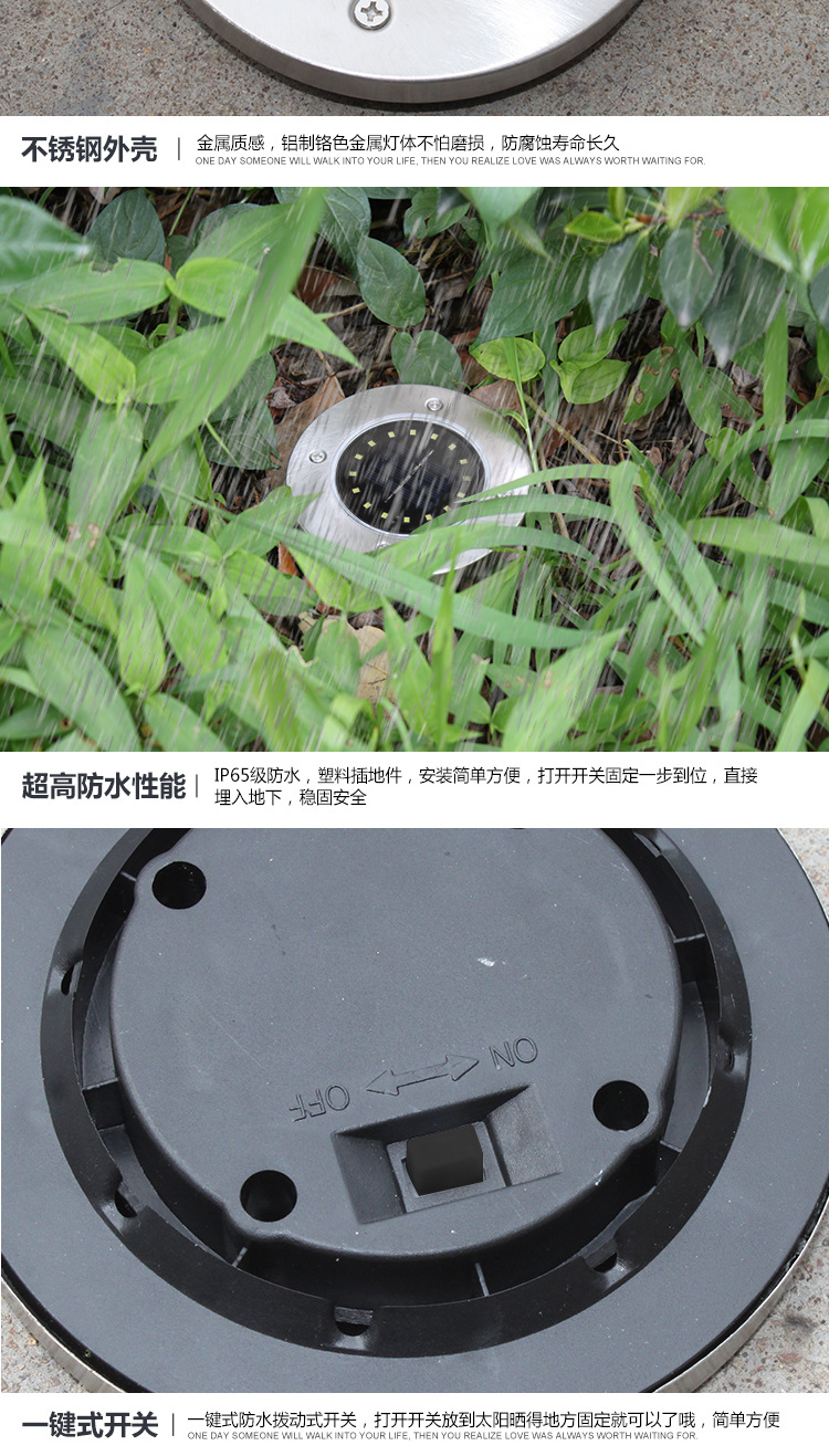 Solar Buried Light 8led Stainless Steel Outdoor New Plug-in Lawn Light Garden Rain-Proof Villa Floor Light