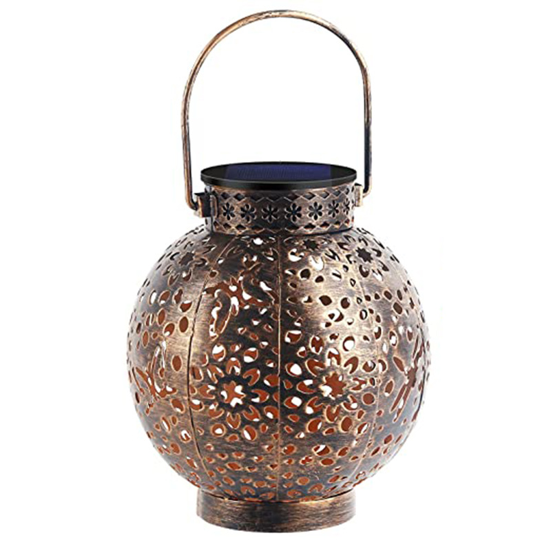 Solar Lawn Lantern Iron Hollow Lamp Outdoor Chandelier Portable Lamp Garden Decorative Lamp Garden Hanging Lamp