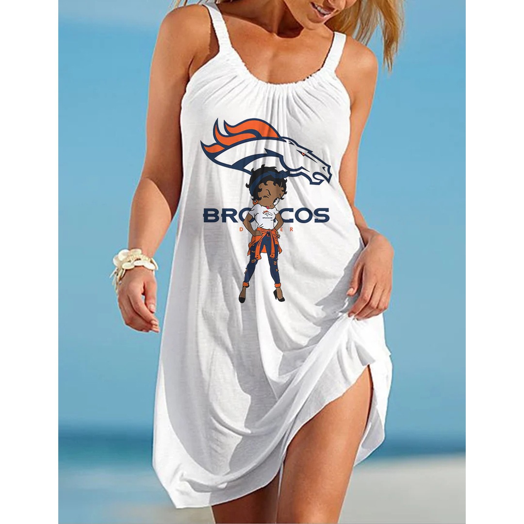 2022 New 3D Digital Printing NFL Rugby Women&#039;s Urban Casual Loose Waist Strap Dress
