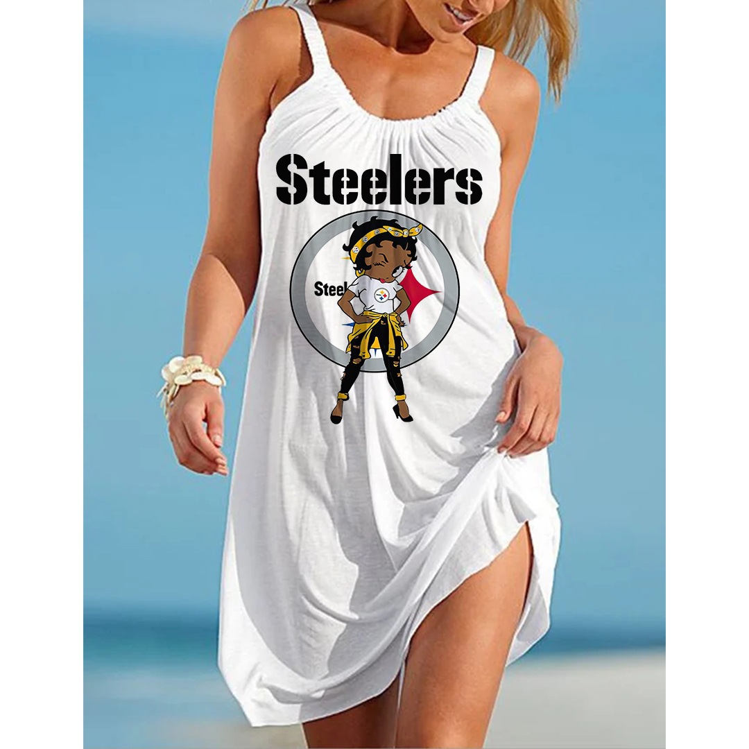 2022 New 3D Digital Printing NFL Rugby Women&#039;s Urban Casual Loose Waist Strap Dress