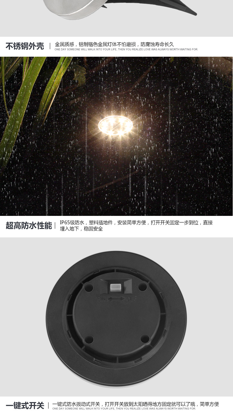 Solar Buried Light 8led Stainless Steel Outdoor New Plug-in Lawn Light Garden Rain-Proof Villa Floor Light