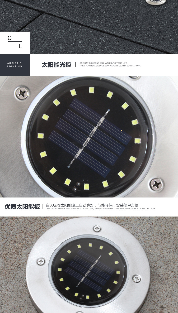 Solar Buried Light 8led Stainless Steel Outdoor New Plug-in Lawn Light Garden Rain-Proof Villa Floor Light