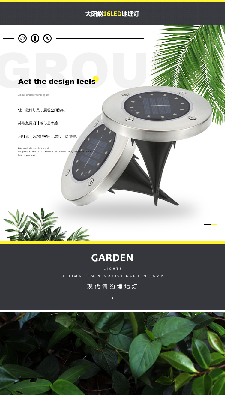 Solar Buried Light 8led Stainless Steel Outdoor New Plug-in Lawn Light Garden Rain-Proof Villa Floor Light