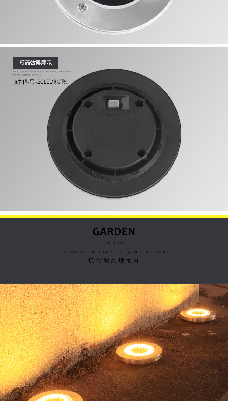 Solar Buried Light 8led Stainless Steel Outdoor New Plug-in Lawn Light Garden Rain-Proof Villa Floor Light