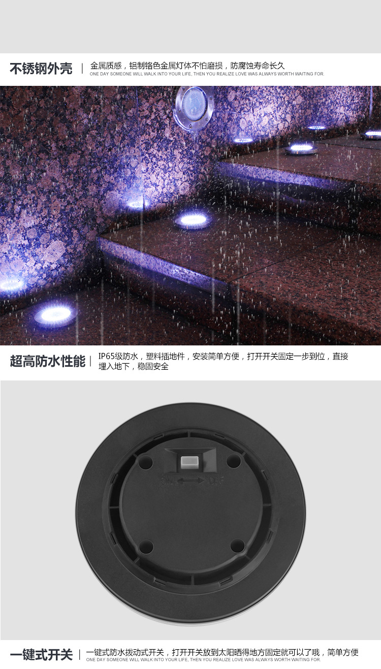 Solar Buried Light 8led Stainless Steel Outdoor New Plug-in Lawn Light Garden Rain-Proof Villa Floor Light