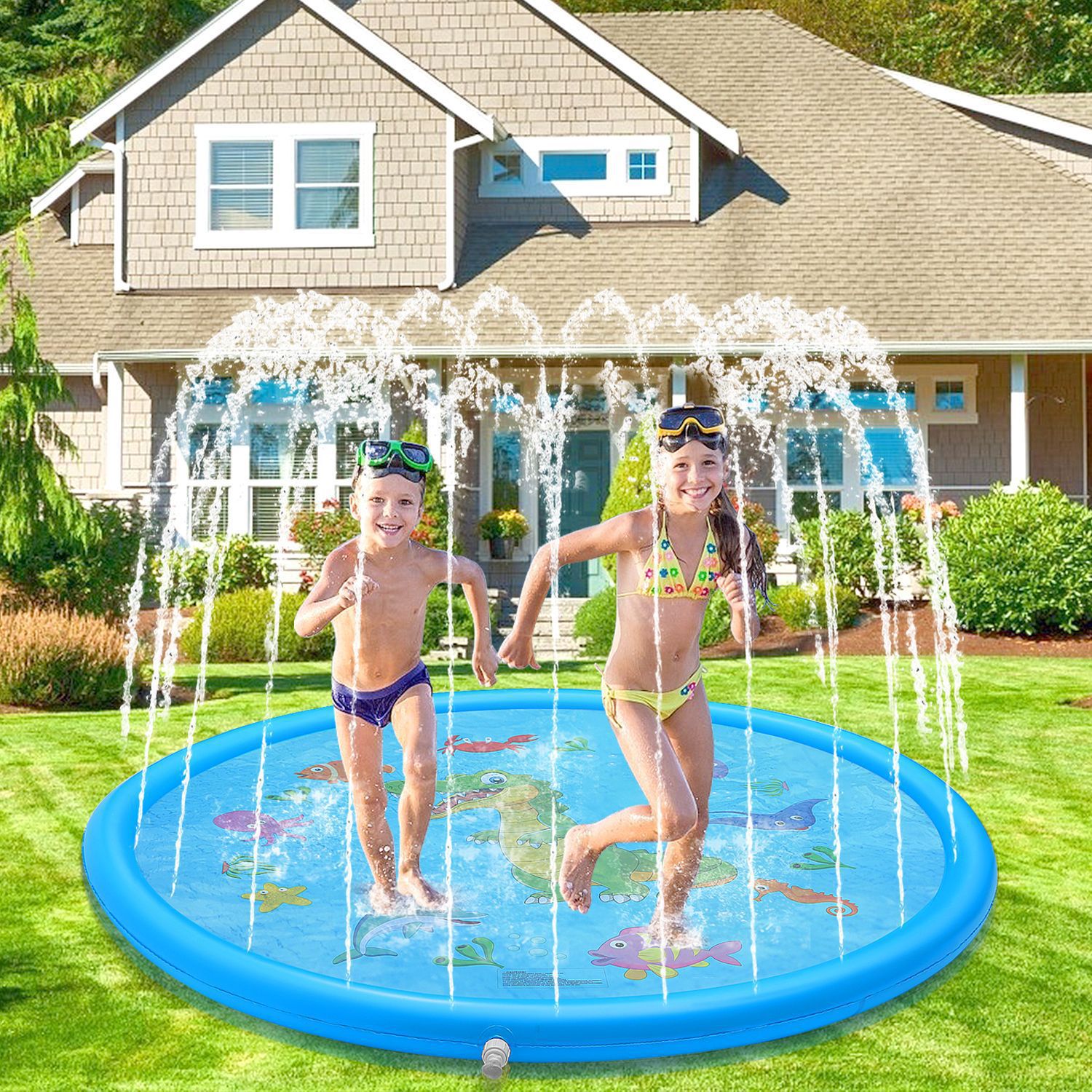 SOURCE Manufacturers Supply Children&#039;s Outdoor Water Mat PVC Spray Pond Lawn Sprinkler Mat Splash Water Mat