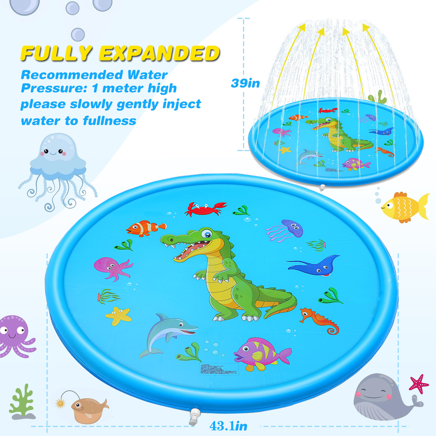 SOURCE Manufacturers Supply Children's Outdoor Water Mat PVC Spray Pond Lawn Sprinkler Mat Splash Water Mat