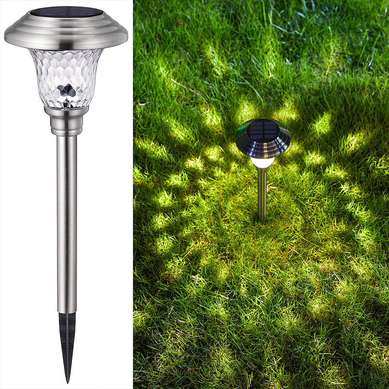 Amazon Hot Solar Lawn Lamp Outdoor Waterproof Stainless Steel Glass Led Garden Landscape Ground Lamp