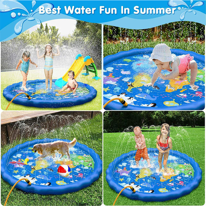 Amazon Summer Hot PVC Toy Water Mat Children Outdoor Water Spray Mat Garden Lawn Fountain Sprinkling Pool