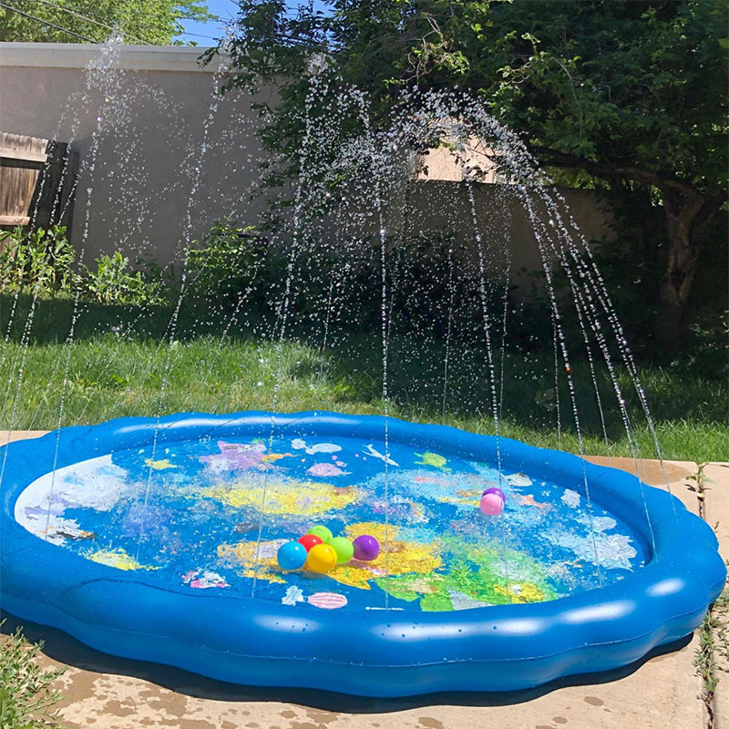 Amazon Summer Hot PVC Toy Water Mat Children Outdoor Water Spray Mat Garden Lawn Fountain Sprinkling Pool