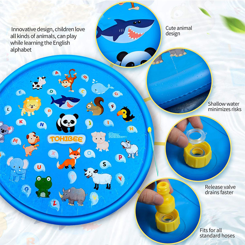 Amazon Summer Hot PVC Toy Water Mat Children Outdoor Water Spray Mat Garden Lawn Fountain Sprinkling Pool