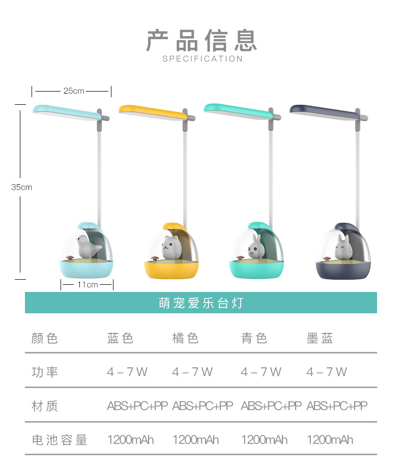 Amazon's new creative cartoon lawn night light LED eye-care reading lamp USB charging student learning lamp Amazon's new creative cartoon lawn night light LED eye-care reading lamp USB charging student learning lamp