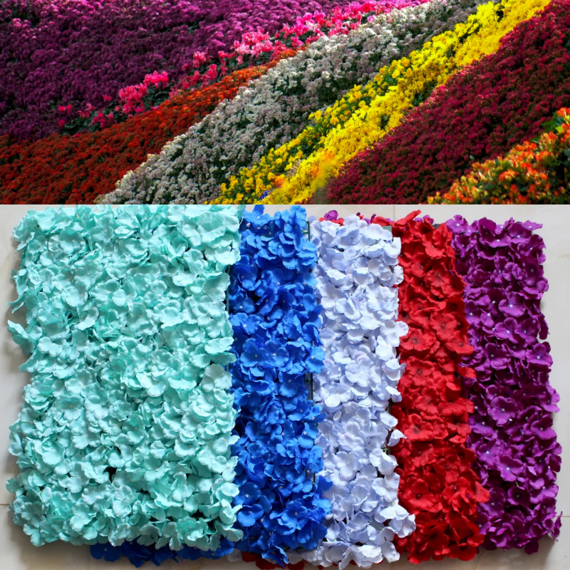 Simulated Pincushion Rows of Plants Background Wall Decoration Wedding Celebration Flower Wall Photography Indoor Silk Flower Fake Flower Lawn