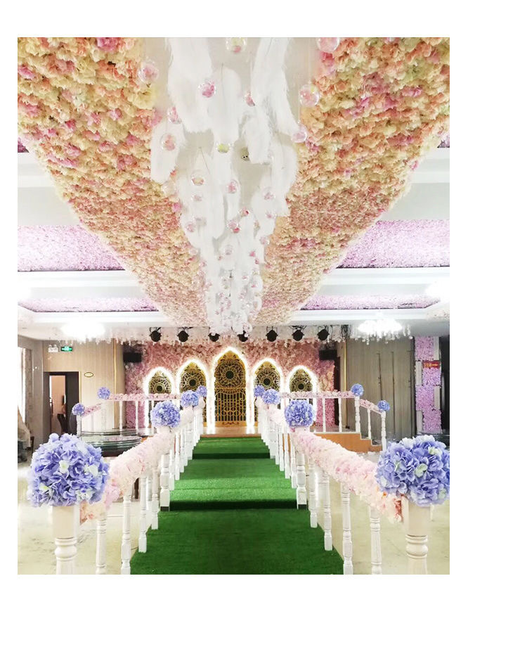 Simulated Pincushion Rows of Plants Background Wall Decoration Wedding Celebration Flower Wall Photography Indoor Silk Flower Fake Flower Lawn