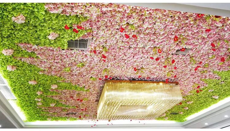 Simulated Pincushion Rows of Plants Background Wall Decoration Wedding Celebration Flower Wall Photography Indoor Silk Flower Fake Flower Lawn