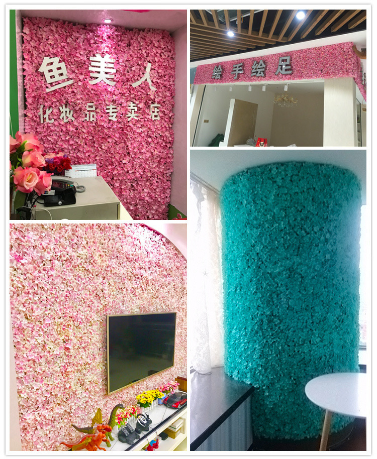 Simulated Pincushion Rows of Plants Background Wall Decoration Wedding Celebration Flower Wall Photography Indoor Silk Flower Fake Flower Lawn
