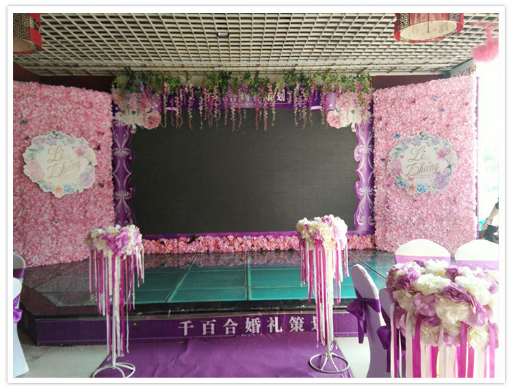 Simulated Pincushion Rows of Plants Background Wall Decoration Wedding Celebration Flower Wall Photography Indoor Silk Flower Fake Flower Lawn