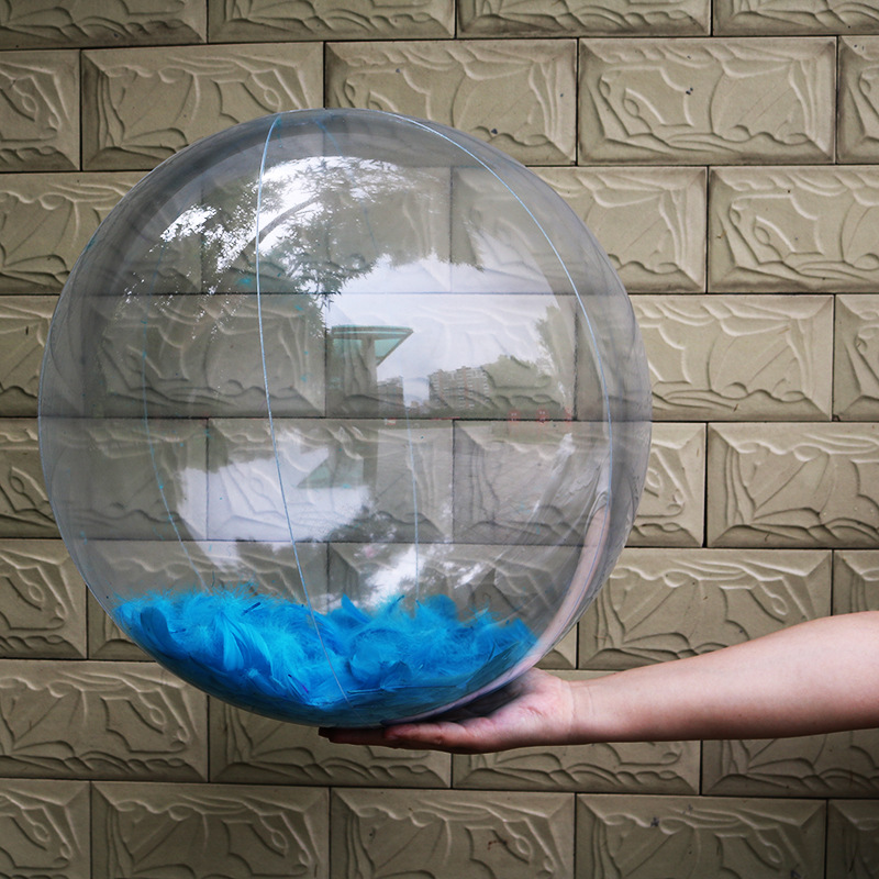 Cross-Border Hotline Ins Hot Sale Internet Celebrity Inflatable Transparent Feather Beach Ball PVC Ball Water Beach Toys