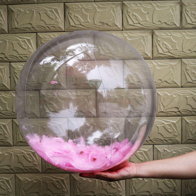 Cross-Border Hotline Ins Hot Sale Internet Celebrity Inflatable Transparent Feather Beach Ball PVC Ball Water Beach Toys