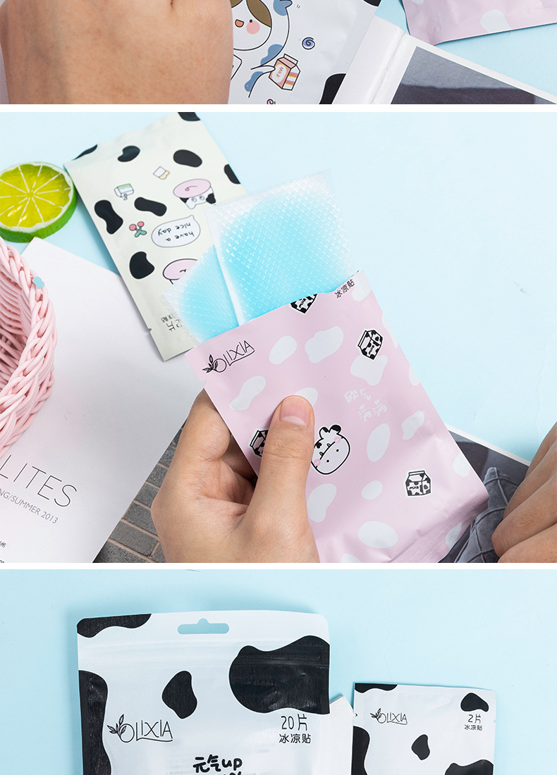 Cartoon Bag Cooling Plaster Cooling Cooling Gel Sheet Summer Summer Summer Student Military Training Heat Radiating Phone Screen Protector Adult Mobile Phone Fever Relief Patch