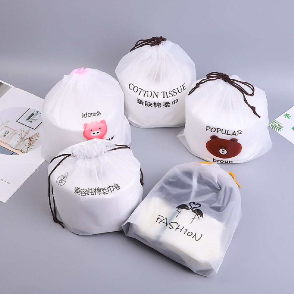 Hot Sale Face Cloth Bag Waterproof Bag Cotton Puff Cleaning Towel Drawstring Drawstring Pocket PEVA Socks Packing Bag in Stock