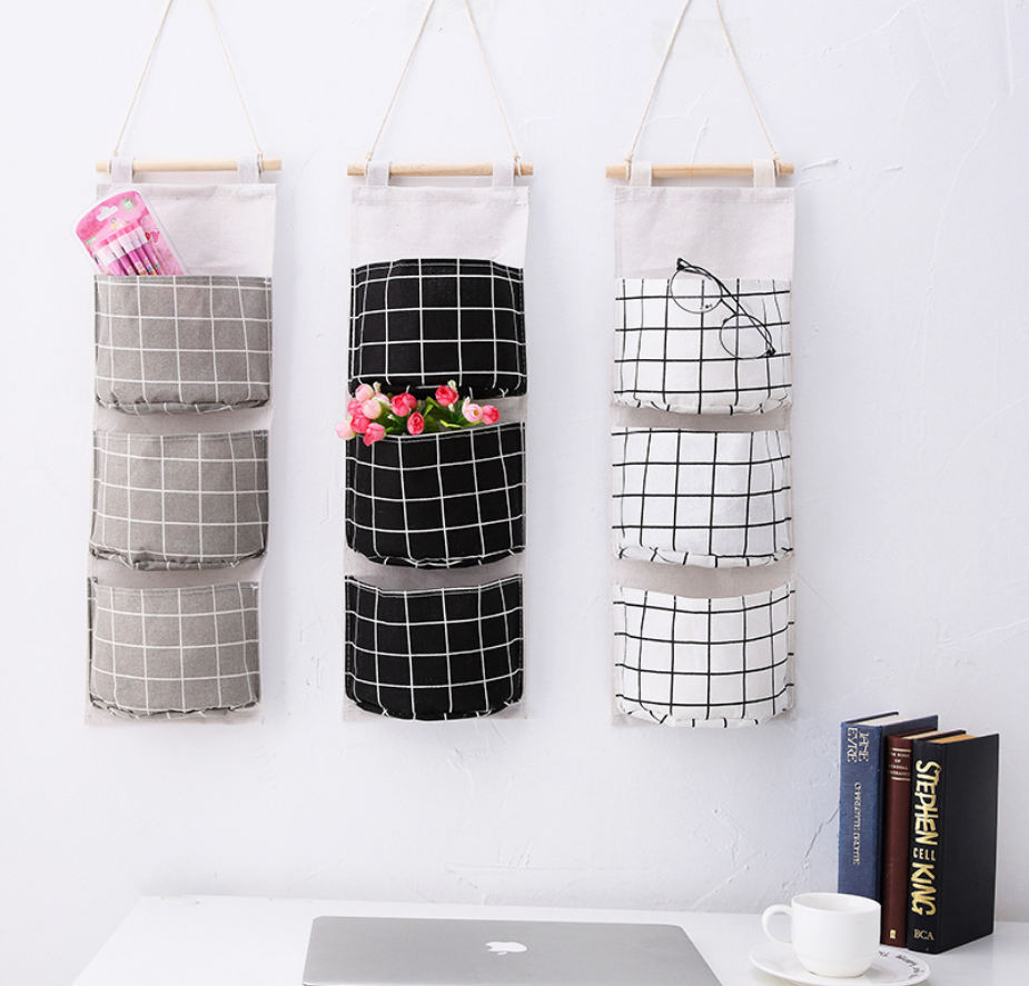Creative cotton and linen waterproof bag hanging bag 3 layer hanging pocket style cloth art door after the bag Creative cotton and linen waterproof bag hanging bag 3 layer hanging pocket style cloth art door after the bag